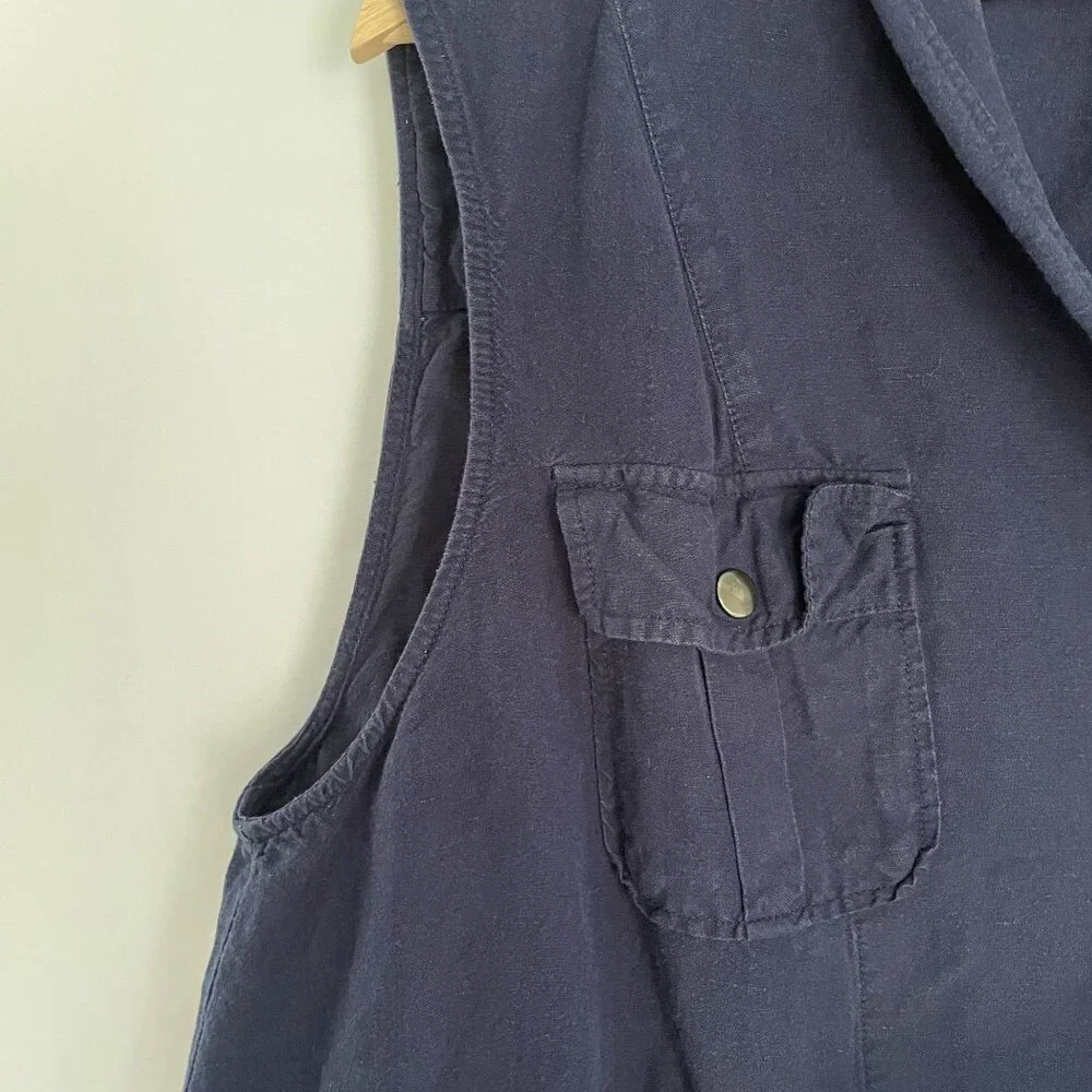 Torrid‎ linen rayon women's blue denim vest pockets size large casual comfort
